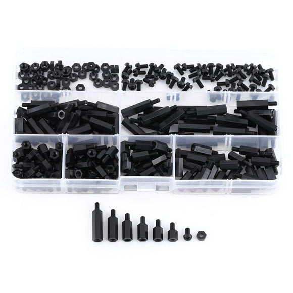 Electronics-Salon M3 Nylon Black Hex M-F Spacers/ Screws/ Nuts Assorted Kit Standoff Electronics-Salon M3 Nylon Black Hex M-F Spacers/ Screws/ Nuts Assorted Kit Standoff
